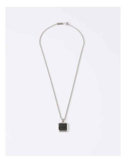 Square Pendant Necklace in Black