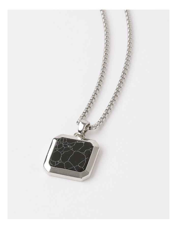 Square Pendant Necklace in Black