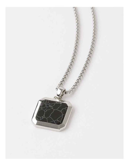 Square Pendant Necklace in Black