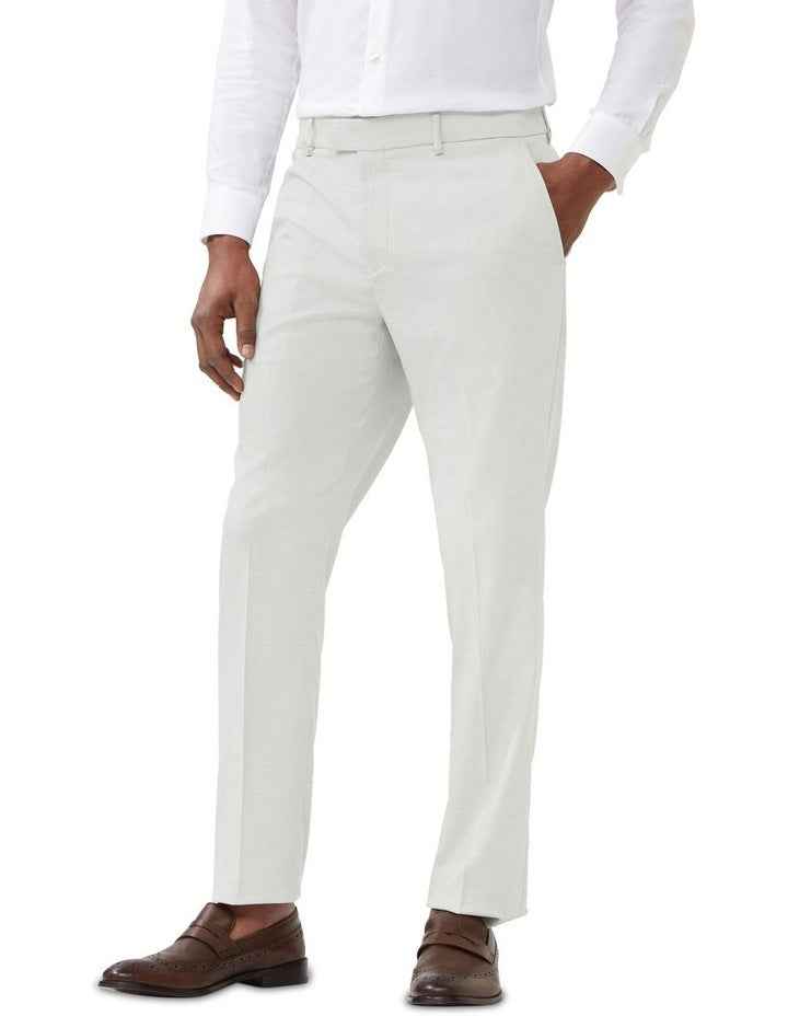 Slim 1 Pleat Sharkskin Plain Trouser in Silver