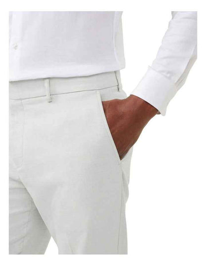 Slim 1 Pleat Sharkskin Plain Trouser in Silver