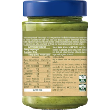 Barilla Basil Pesto Vegan Pasta Sauce 190g