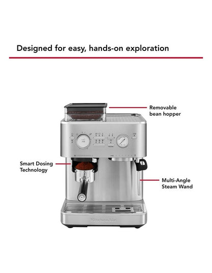 Semi Automatic Espresso Machine with Burr Grinder in Stainless Steel 5KES6551ASX
