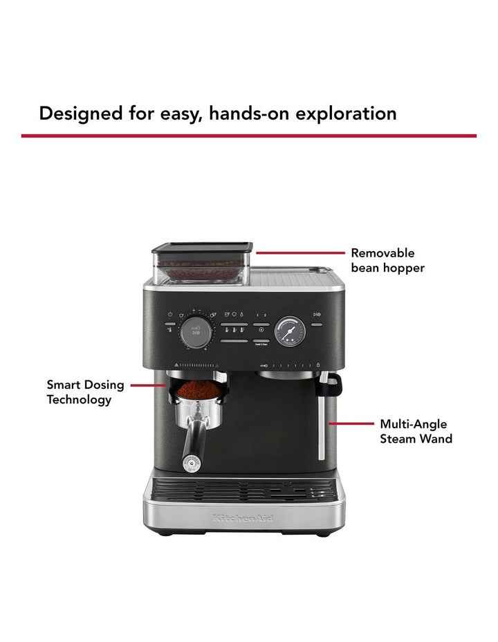 Semi Automatic Espresso Machine with Burr Grinder in Cast Iron Black 5KES6551ABK