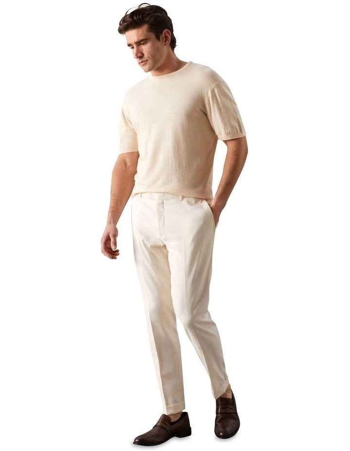 X-Slim Linen Twill Suit Pant in Chalk