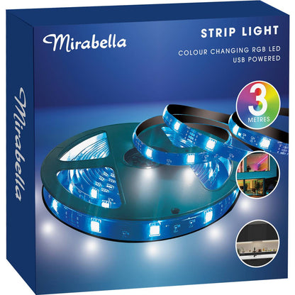 Mirabella Colour Changing Led Strip Light Usb 3 Metres Each