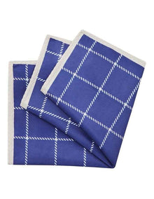 Pocket Square Check in Navy