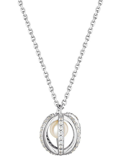 Majesty Freshwater Pearl And Cubic Zirconia Pendant in Silver