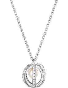 Majesty Freshwater Pearl And Cubic Zirconia Pendant in Silver