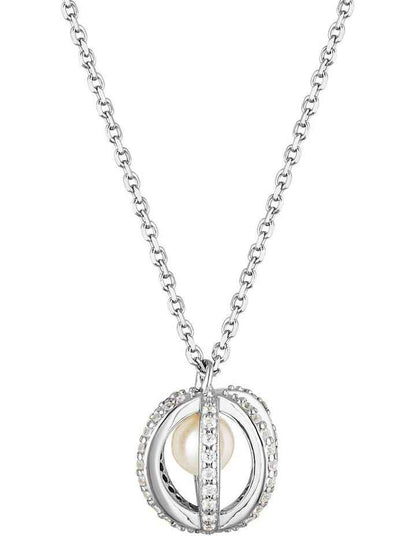 Majesty Freshwater Pearl And Cubic Zirconia Pendant in Silver