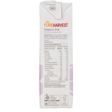 PureHarvest Organic Soy Unsweetened Long Life Milk UHT 1L