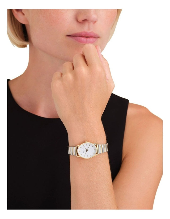 The Oval Half Moon Bracelet Watch in Two-Tone