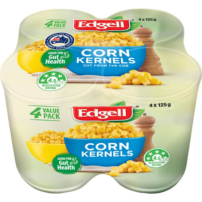 Edgell Corn Kernels Multipack Snacks Ready to Eat 125g x 4 Pack