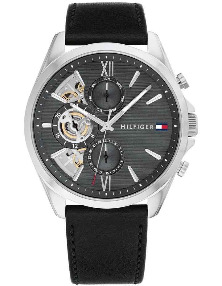 Baker Black Leather Dial Watch in Dark Grey