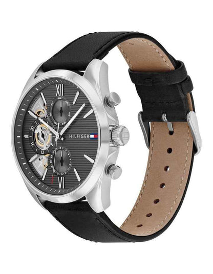 Baker Black Leather Dial Watch in Dark Grey