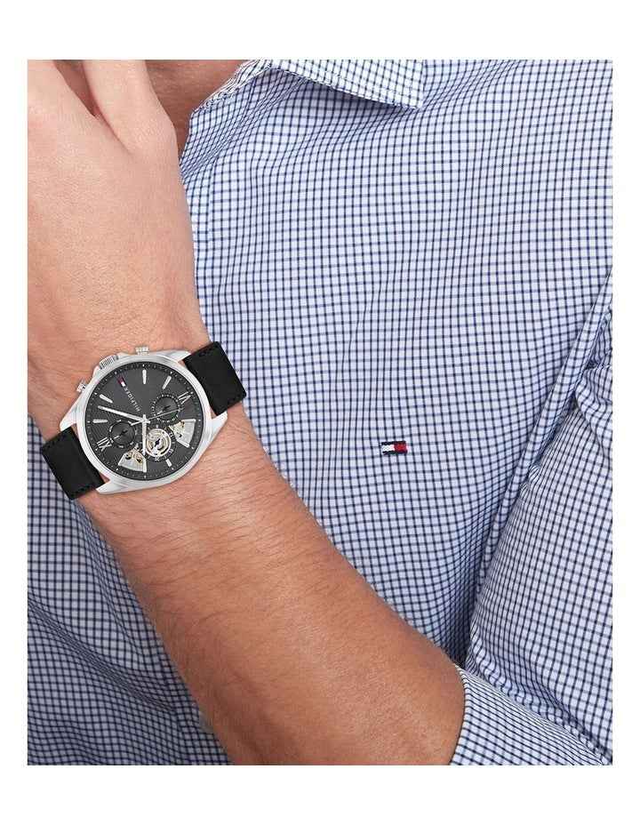 Baker Black Leather Dial Watch in Dark Grey