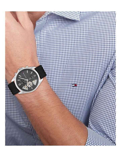 Baker Black Leather Dial Watch in Dark Grey