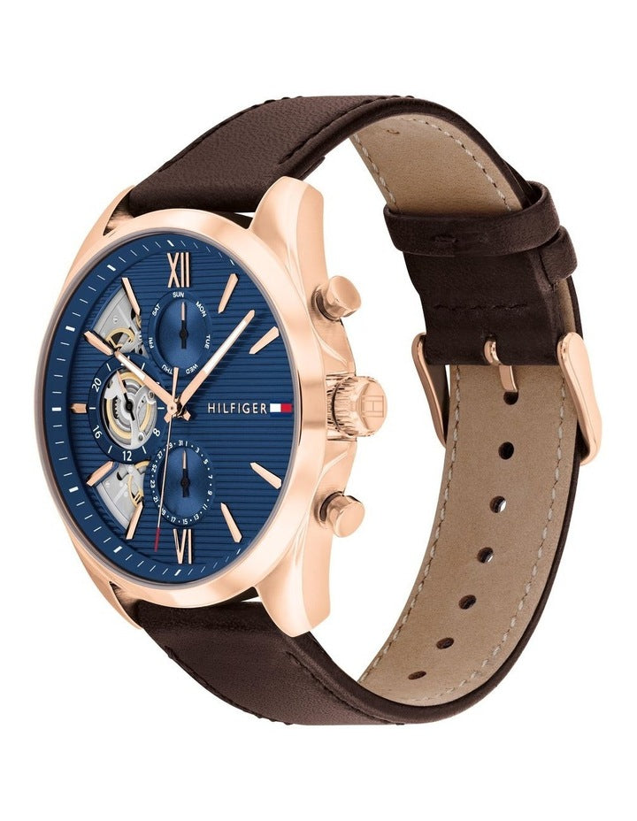 Baker Brown Leather Dial Watch in Blue