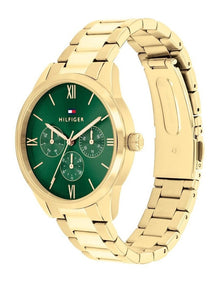 Camille Ionic Plated Thin Gold Steel Dial Watch in Green