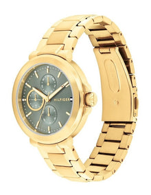 Lori Ionic Plated Thin Gold Steel Dial Watch in Green