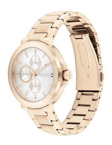 Lori Ionic Plated Carnation Gold Steel Dial Watch in Silver White