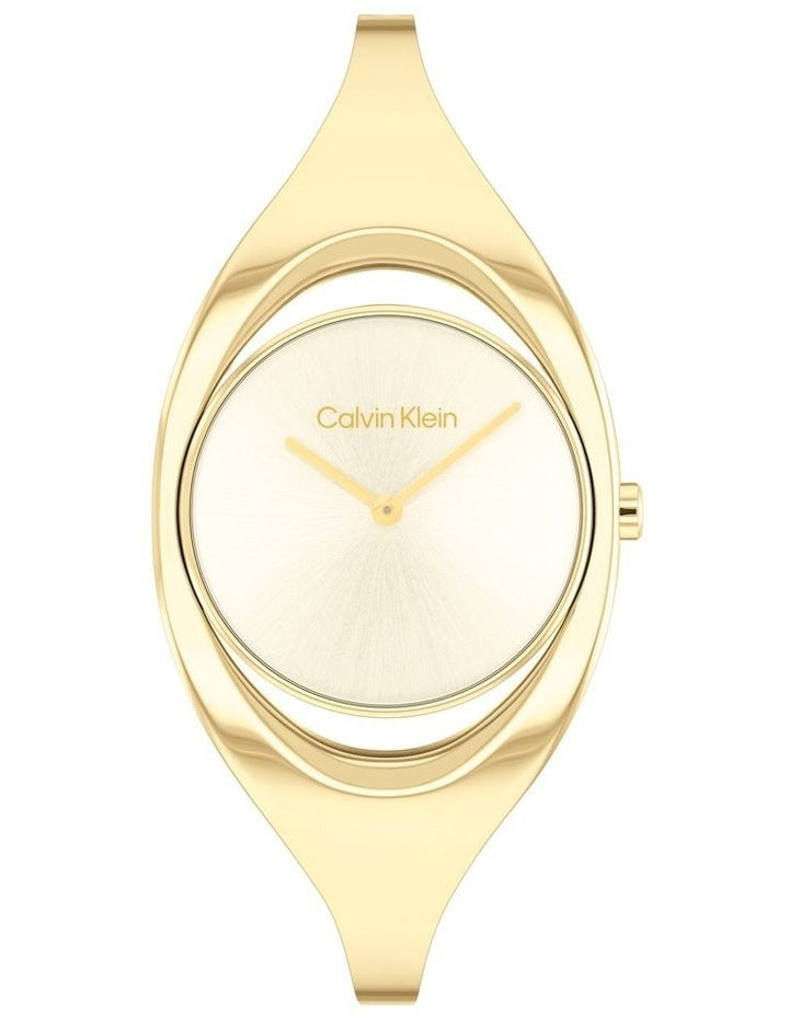 Elation Ionic Plated Thin Steel Champagne Dial Women's Watch in Gold