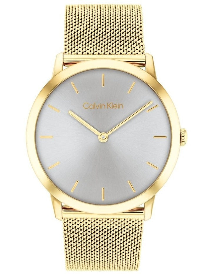 Exceptional Ionic Plated Thin Gold Steel Dial Unisex Watch in Grey