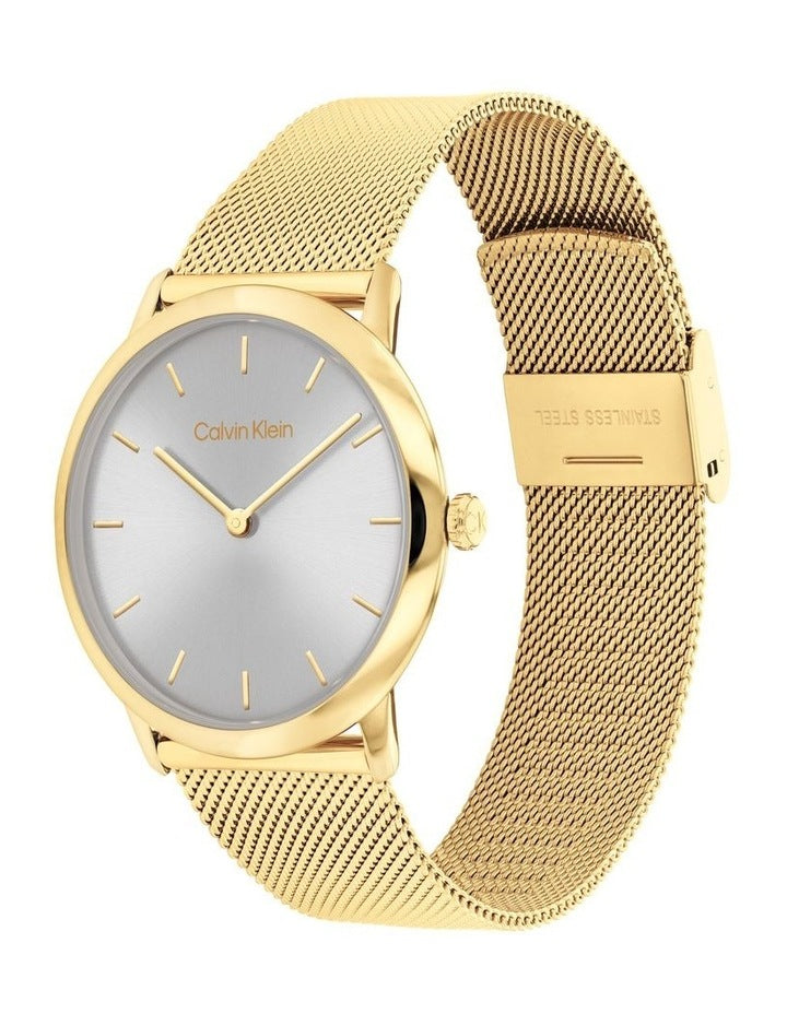 Exceptional Ionic Plated Thin Gold Steel Dial Unisex Watch in Grey