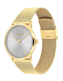 Exceptional Ionic Plated Thin Gold Steel Dial Unisex Watch in Grey