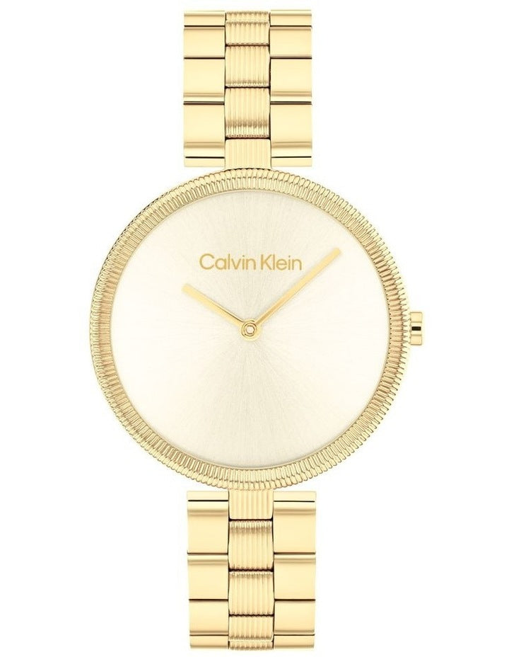 Gleam Ionic Plated Thin Gold Steel Dial Women's Watch in Light Champagne