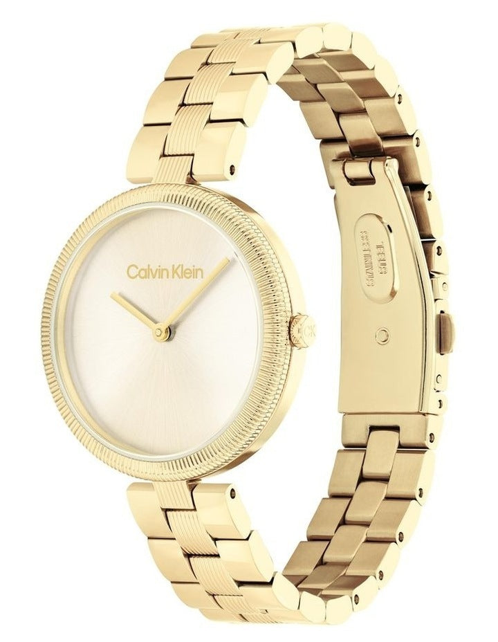 Gleam Ionic Plated Thin Gold Steel Dial Women's Watch in Light Champagne