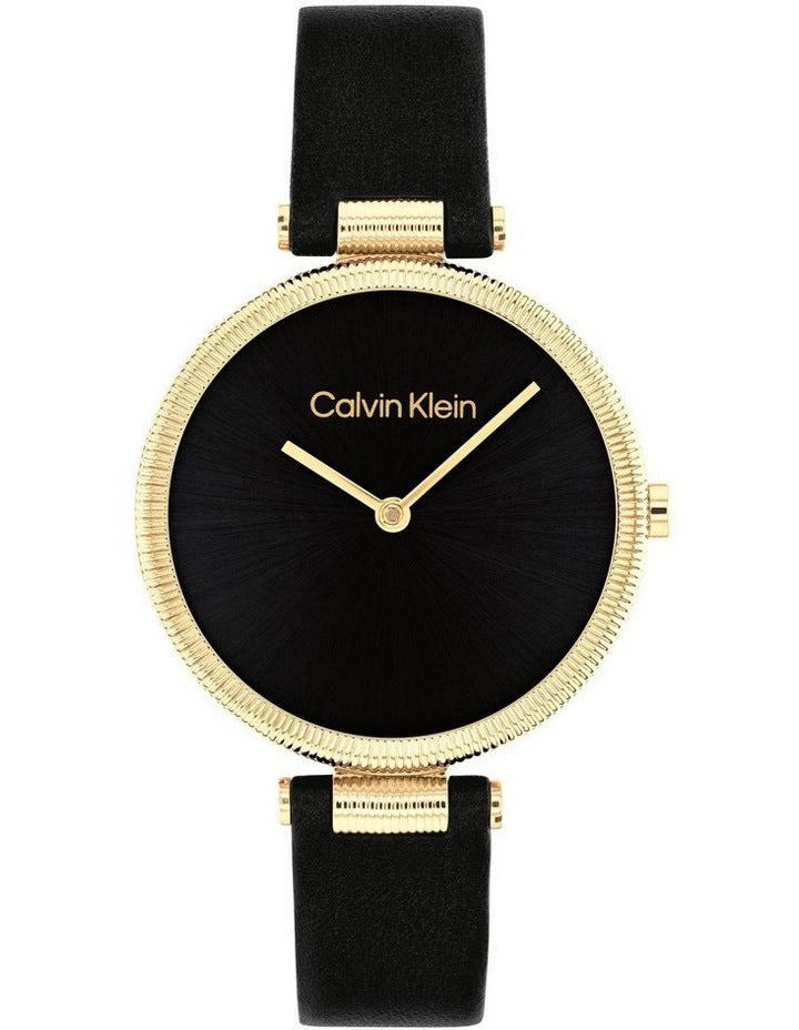 Gleam Leather Black Dial Watch in Black