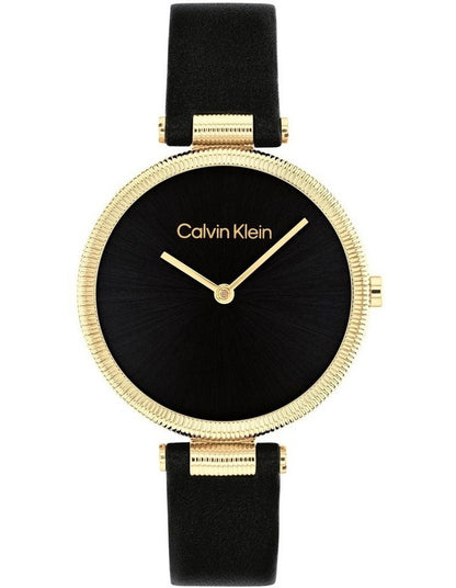 Gleam Leather Black Dial Watch in Black