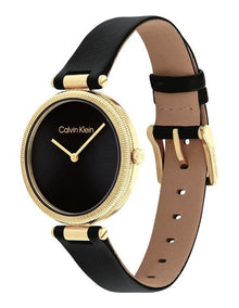 Gleam Leather Black Dial Watch in Black