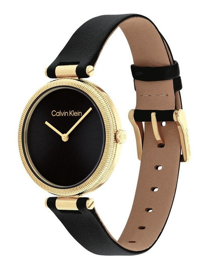 Gleam Leather Black Dial Watch in Black