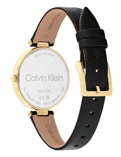 Gleam Leather Black Dial Watch in Black