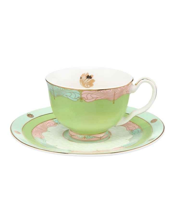 Wicked Pink Goes Good With Green Demi Cup & Saucer 85ml Set of 2 Elphaba Gift Boxed