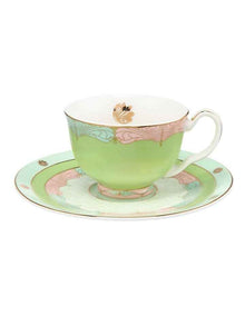 Wicked Pink Goes Good With Green Demi Cup & Saucer 85ml Set of 2 Elphaba Gift Boxed