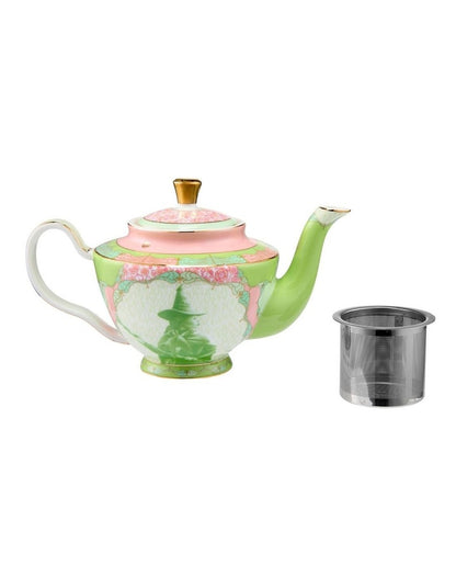 Wicked Pink Goes Good With Green Teapot With Infuser 500ml Elphaba Gift Boxed