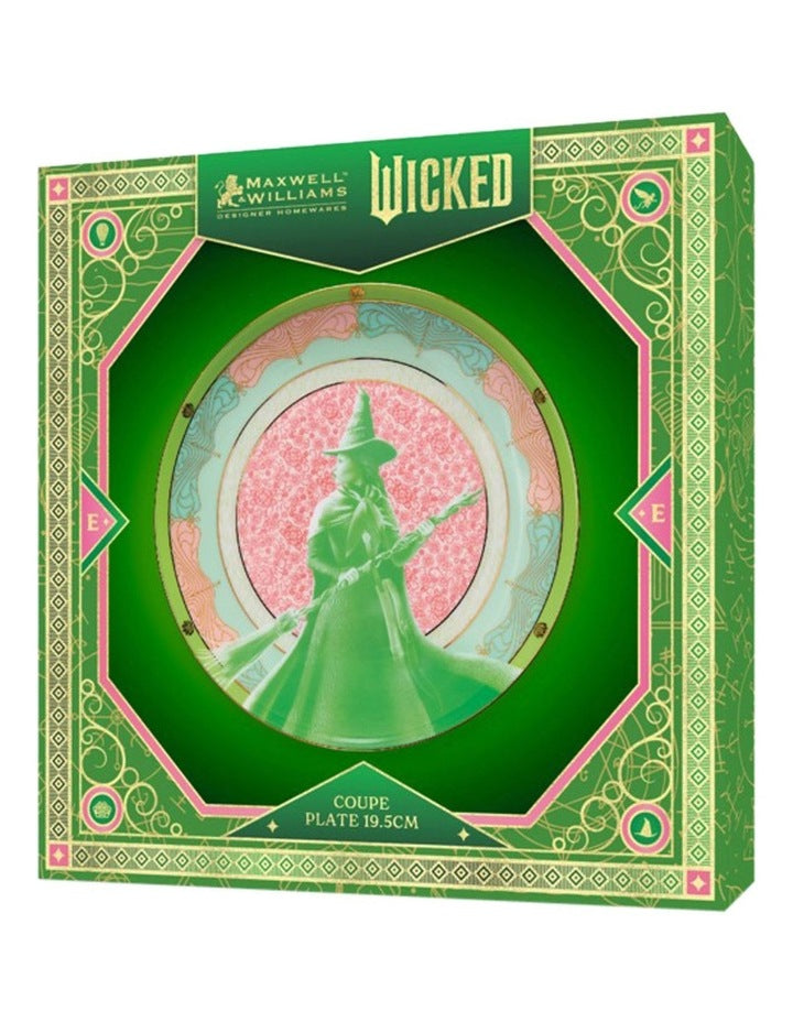 Wicked Pink Goes Good With Green Coupe Plate 19.5cm Elphaba Gift Boxed