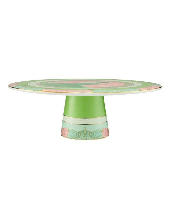 Wicked Pink Goes Good With Green Footed Cake Stand 28cm Elphaba Gift Boxed