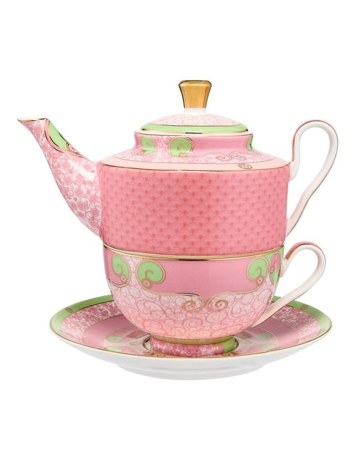 Wicked Pink Goes Good With Green Tea for One With Infuser 380ml Glinda Gift Boxed