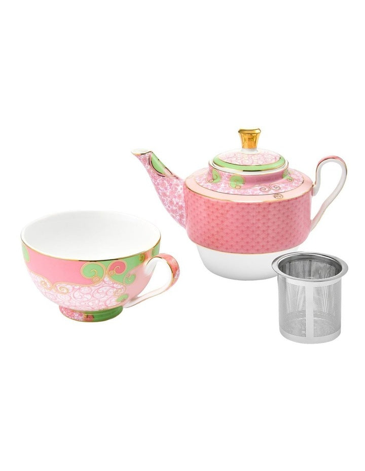 Wicked Pink Goes Good With Green Tea for One With Infuser 380ml Glinda Gift Boxed