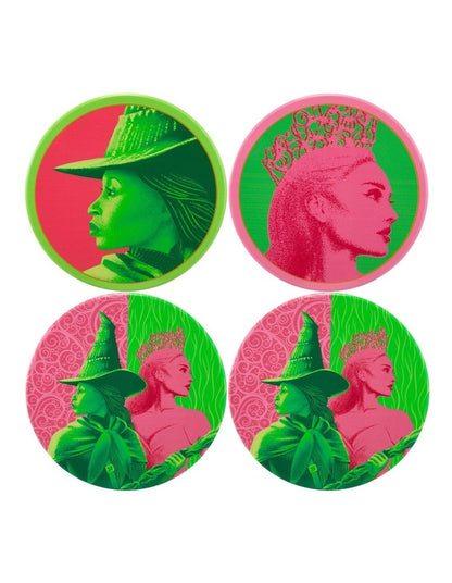 Wicked Magical Ceramic Coaster 10cm Set of 4 Pink & Green Forever Gift Boxed