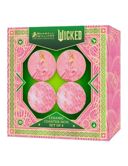 Wicked Magical Ceramic Coaster 10cm Set of 4 Glinda Gift Boxed in Pink