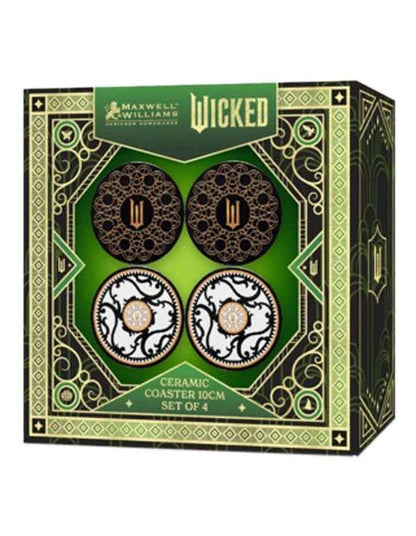 Wicked Magical Ceramic Coaster 10cm Set of 4 Welcome To Oz Gift Boxed in Black