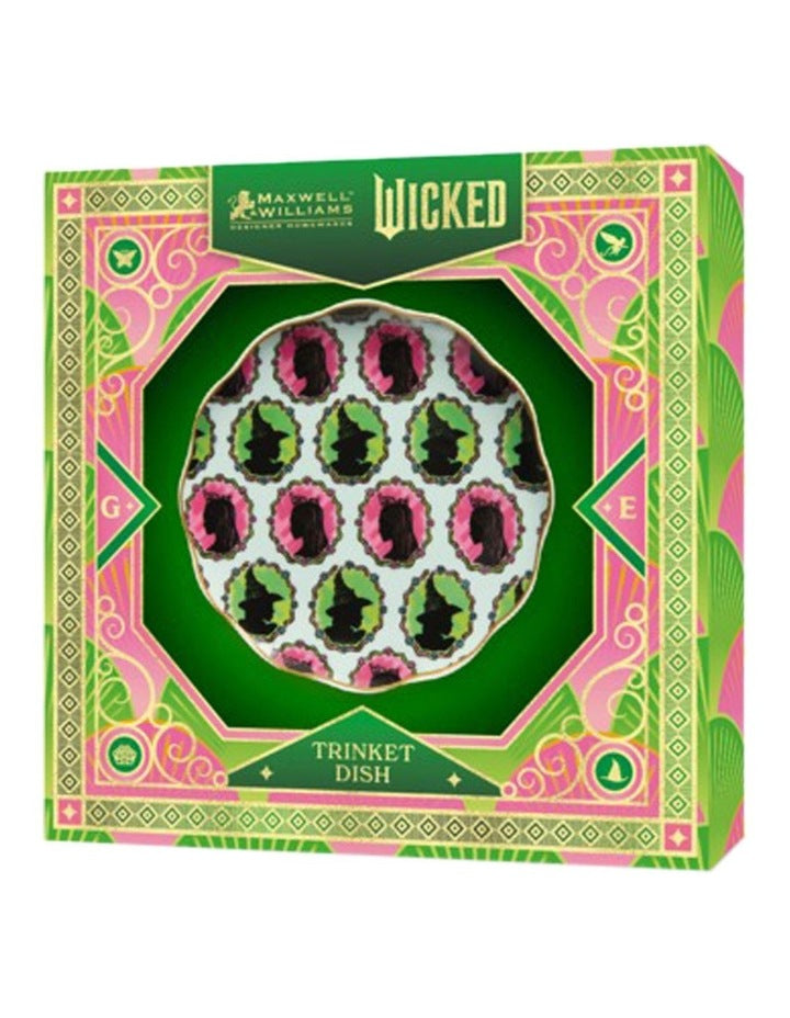 Wicked Magical Trinket Dish 12.5cm Elphaba & Glinda Icons Gift Boxed in Pink/Green