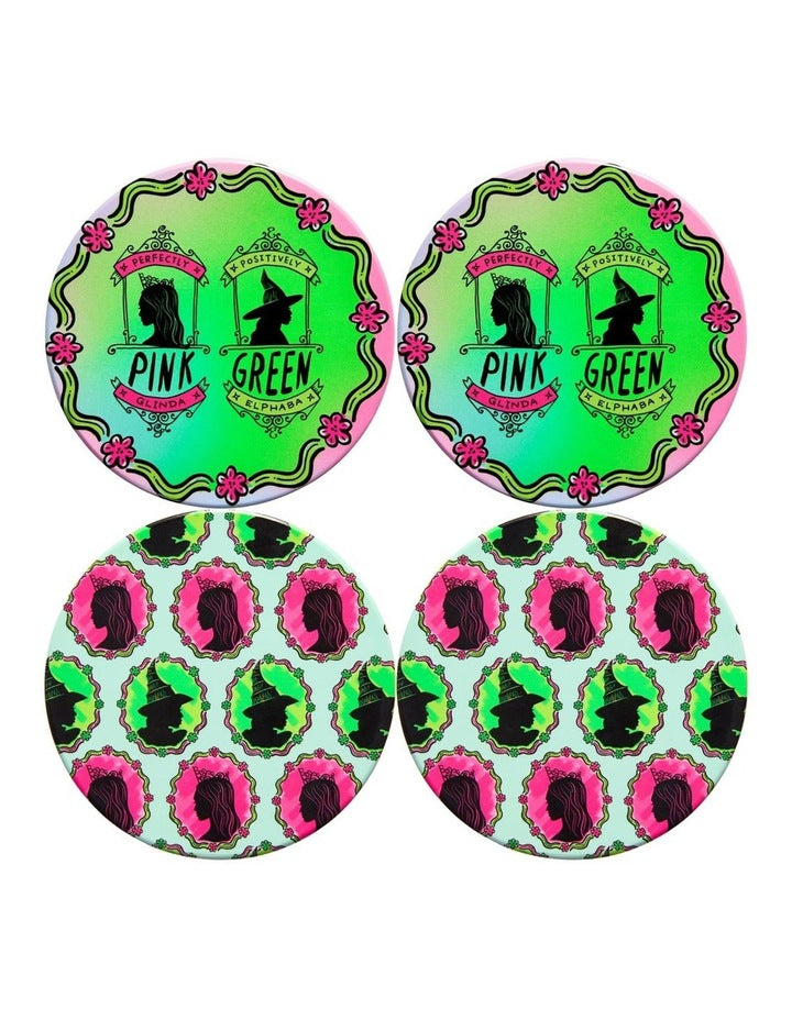 Wicked Magical Ceramic Coaster 10cm Set of 4 Positively Perfect Gift Boxed in Pink