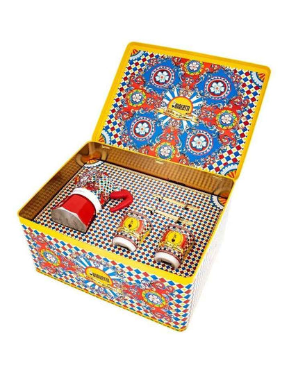 Bialetti Dolce & Gabbana Moka 2 Cup Espresso Maker and Coffee Cups Gift Set