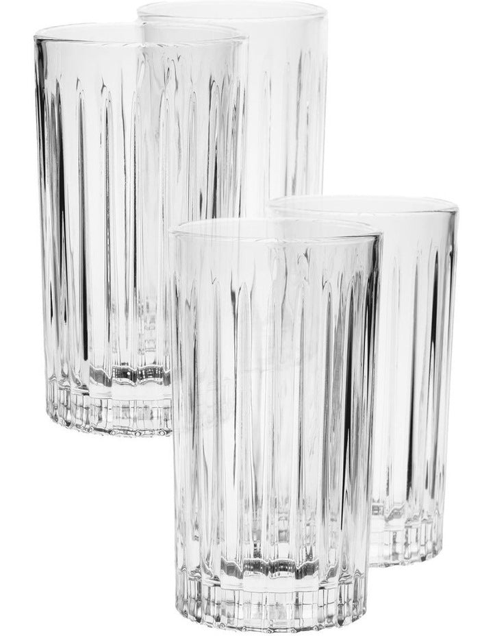 Jonnie High Ball Glass Set Of 4 in Linear Clear